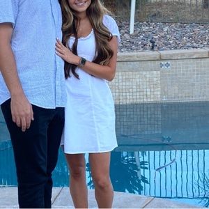 White free people short sleeve flowy mini dress